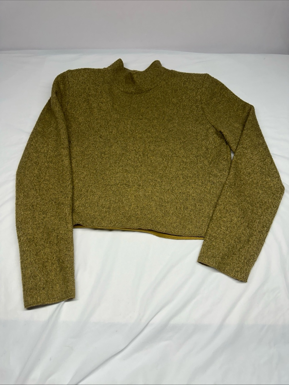 Zara Olive Cropped Turtleneck Sweater